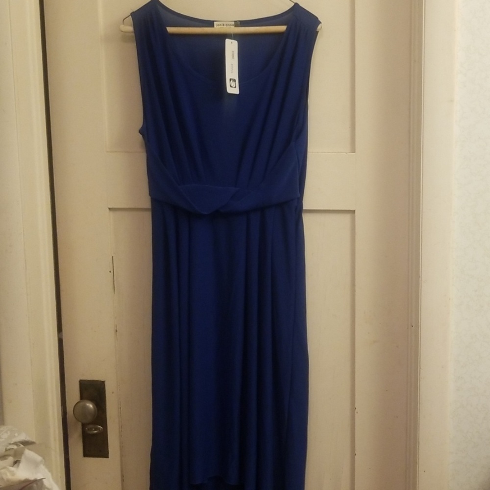 Nwt Blue sleeveless scoop neck hi lo hem dress - Picture 3 of 8